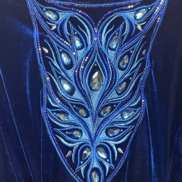 Bob Mackie Royal Blue Velvet Top with Jewel Accents - Picture 3 of 5